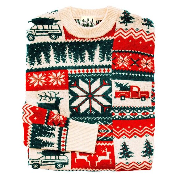 Kiel James Patrick The Christmas Patchwork Sweater Fair Isle Winter Holiday KJP - Picture 3 of 12